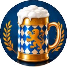 A blue and white Bavarian beer stein